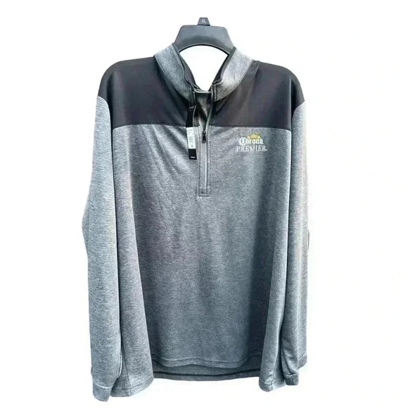 MEN’S ADIDAS GOLF CUSTOM EMBROIDERED CORONA PULLOVER SHIRT•DARK AND LIGHT GREY• - Picture 2 of 7